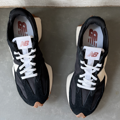 New Balance 327 Black White Gum Women's