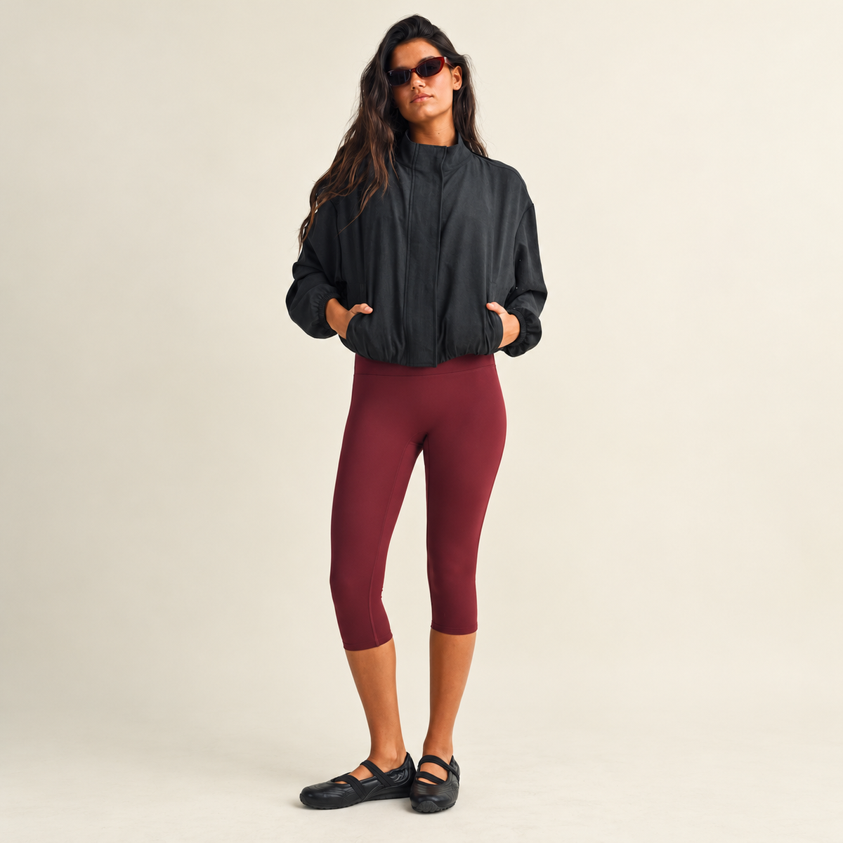 Cheryl Funnel Neck Jacket: Black
