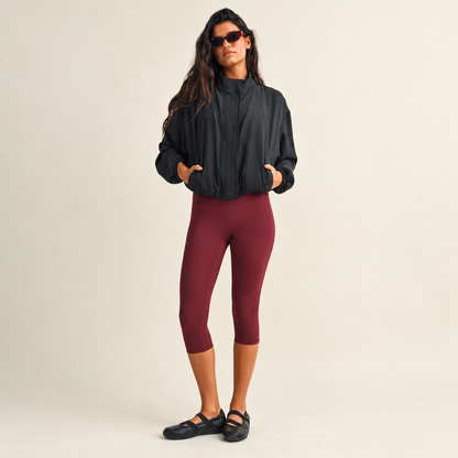 Cheryl Funnel Neck Jacket: Black