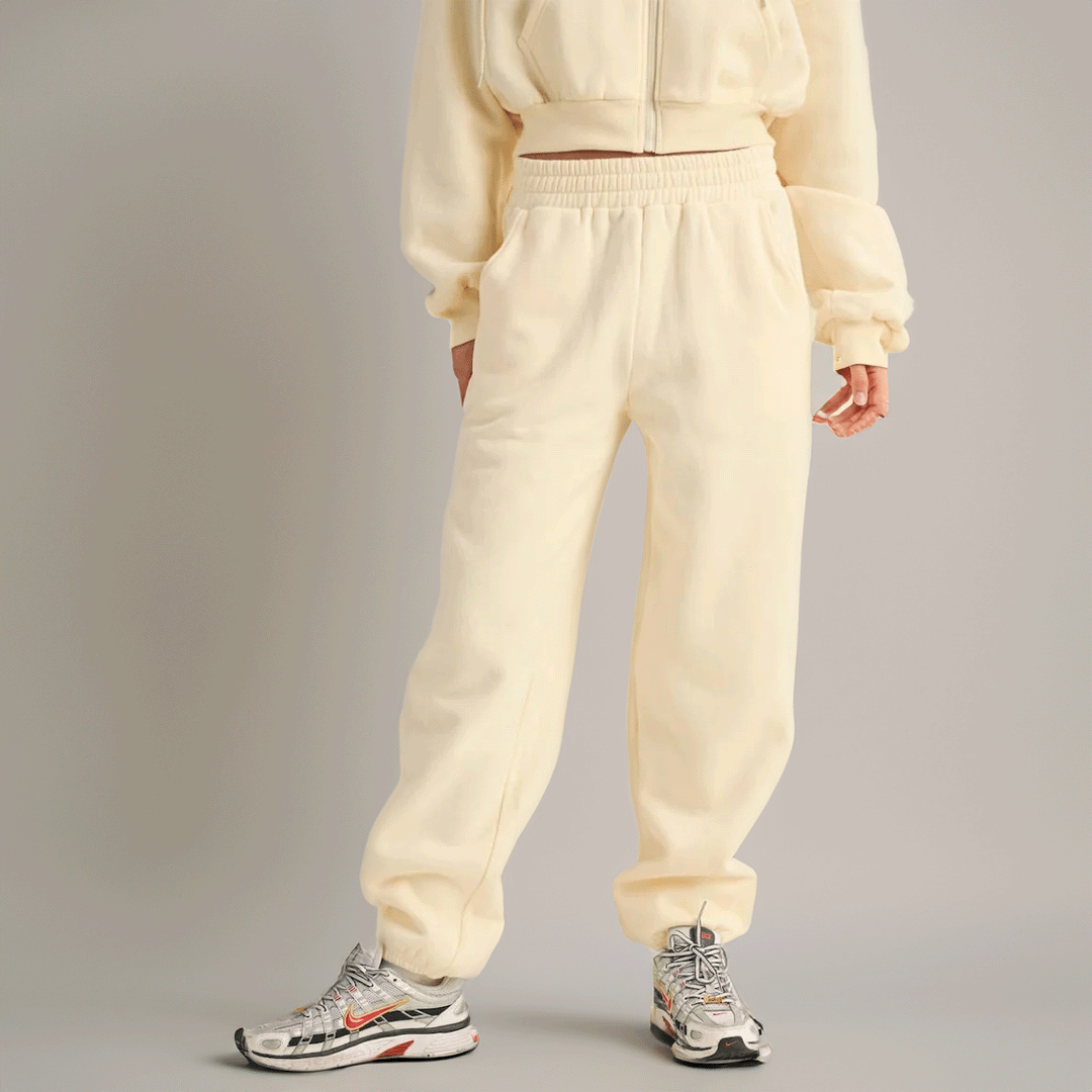 Laura Cozy Fleece Joggers: Cream