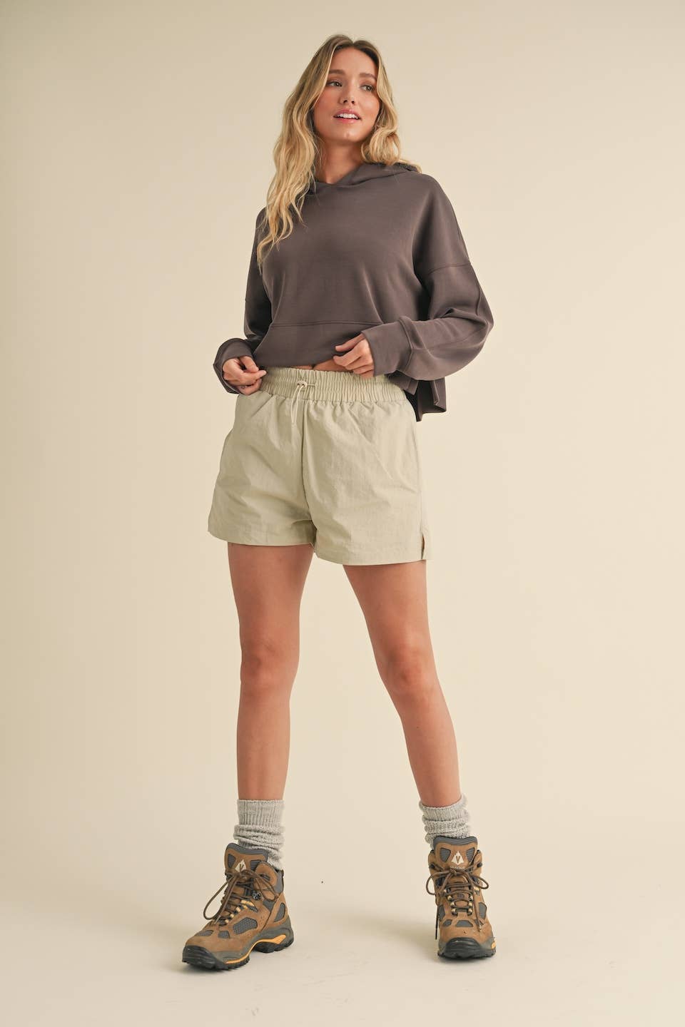 Felicity Super Soft Oversized Crop Hoodie: Chocolate