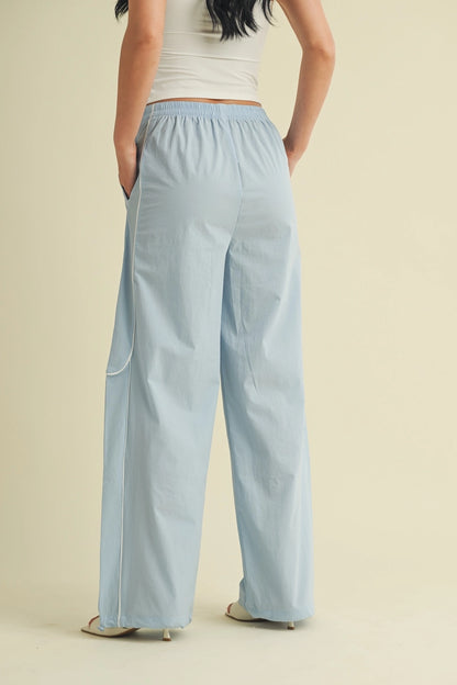 Channing Nylon Track Pants: Sky Blue