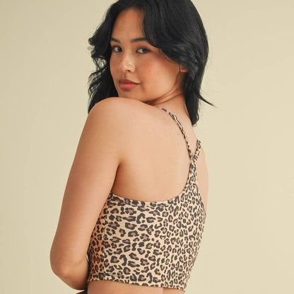 Racerback Crop Tank: Leopard