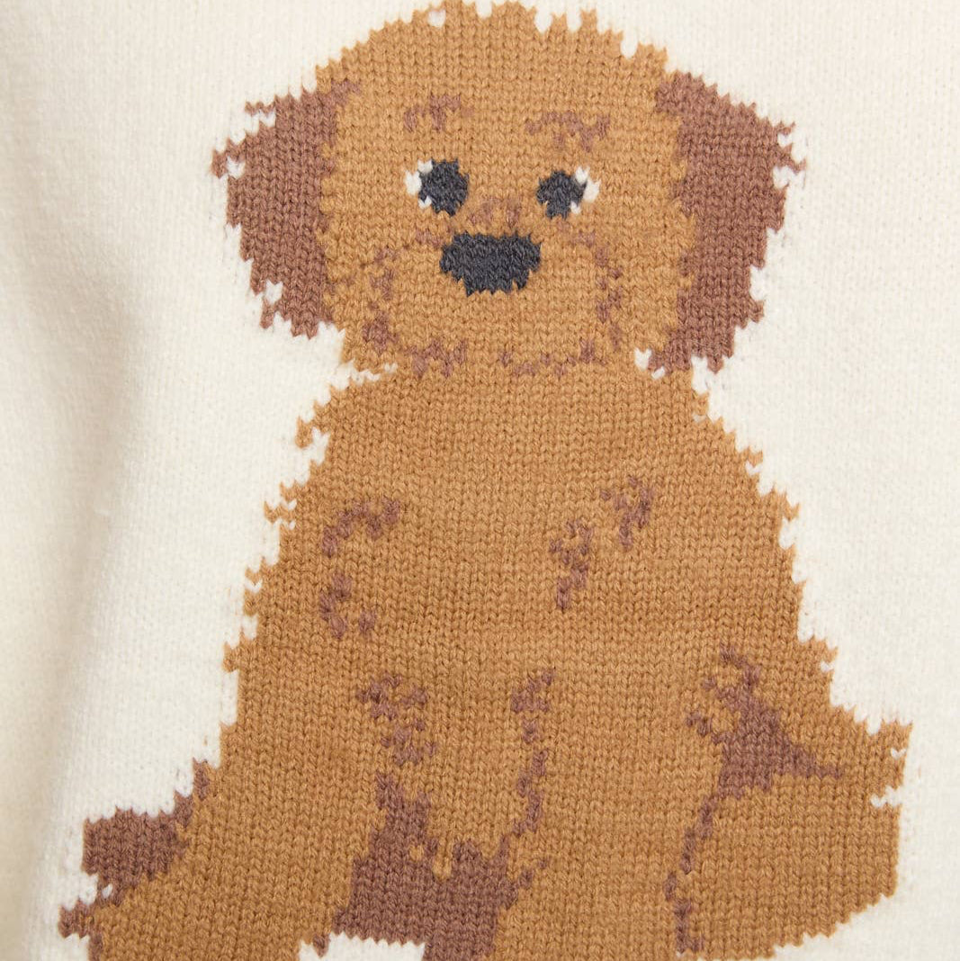 Daisy Puppy Knit Sweater: Ivory