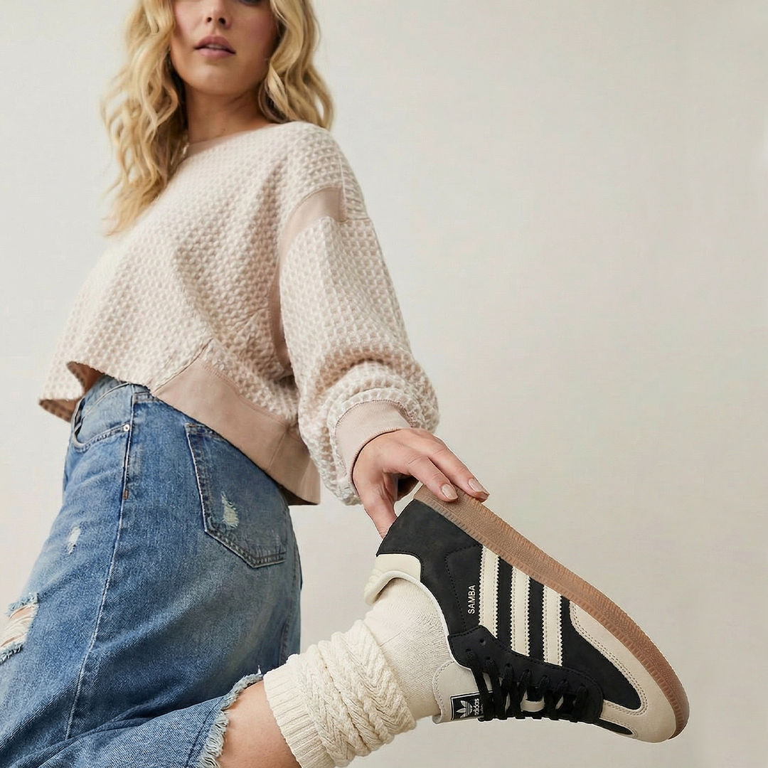 adidas Samba OG Black Wonder White Women's Lilac Blonde adidas Samba OG Black Wonder White Women's Lilac Blonde