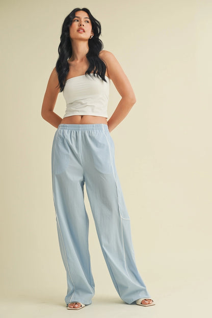 Channing Nylon Track Pants: Sky Blue