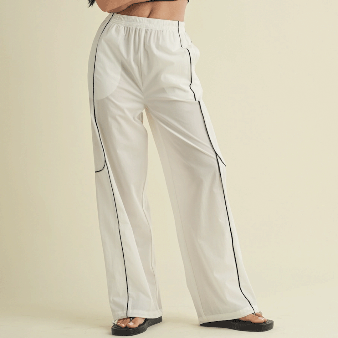 Channing Nylon Track Pants: White