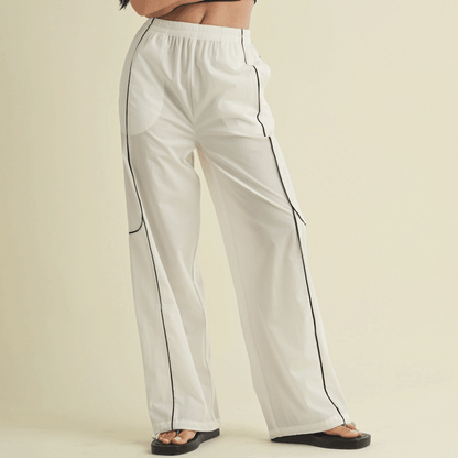 Channing Nylon Track Pants: White