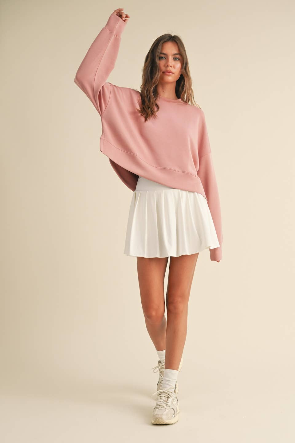 Emmy Super Soft Oversized Crop Crew: Rose