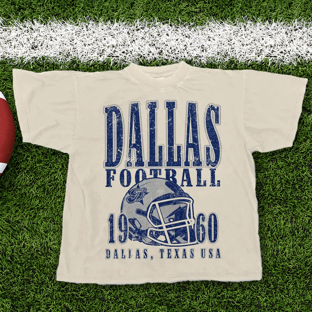 90's Vintage Dallas Football Oversized Tshirt - Bone