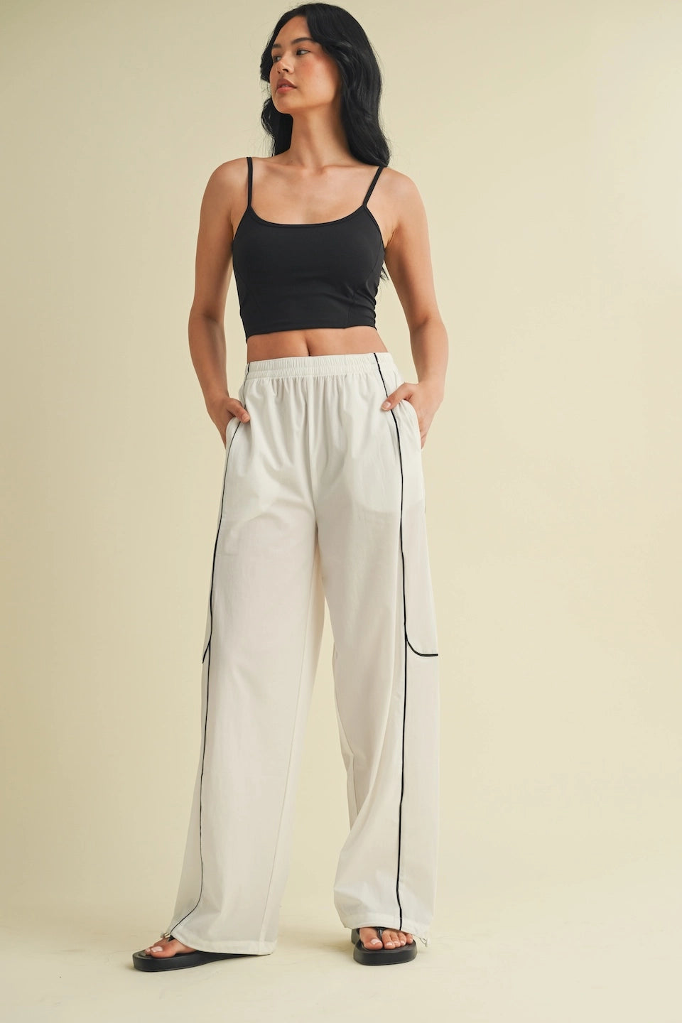 Channing Nylon Track Pants: White