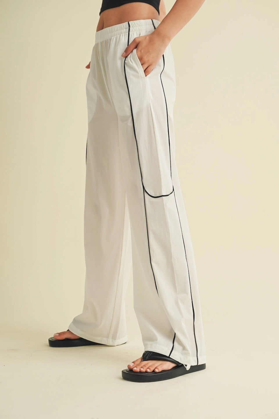 Channing Nylon Track Pants: White