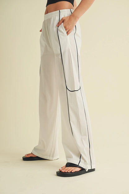 Channing Nylon Track Pants: White
