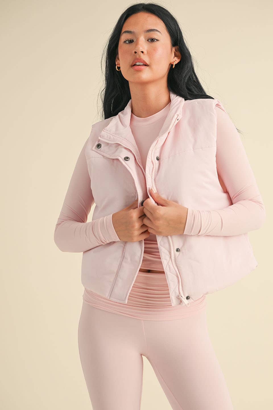 Amy Puffer Vest: Baby Pink