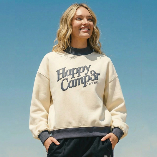 Happy Camp3r - Puff Core Mockneck: Cream