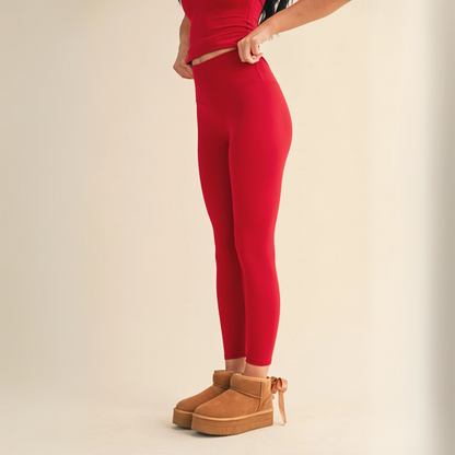 Ava High-Rise Leggings: Cherry