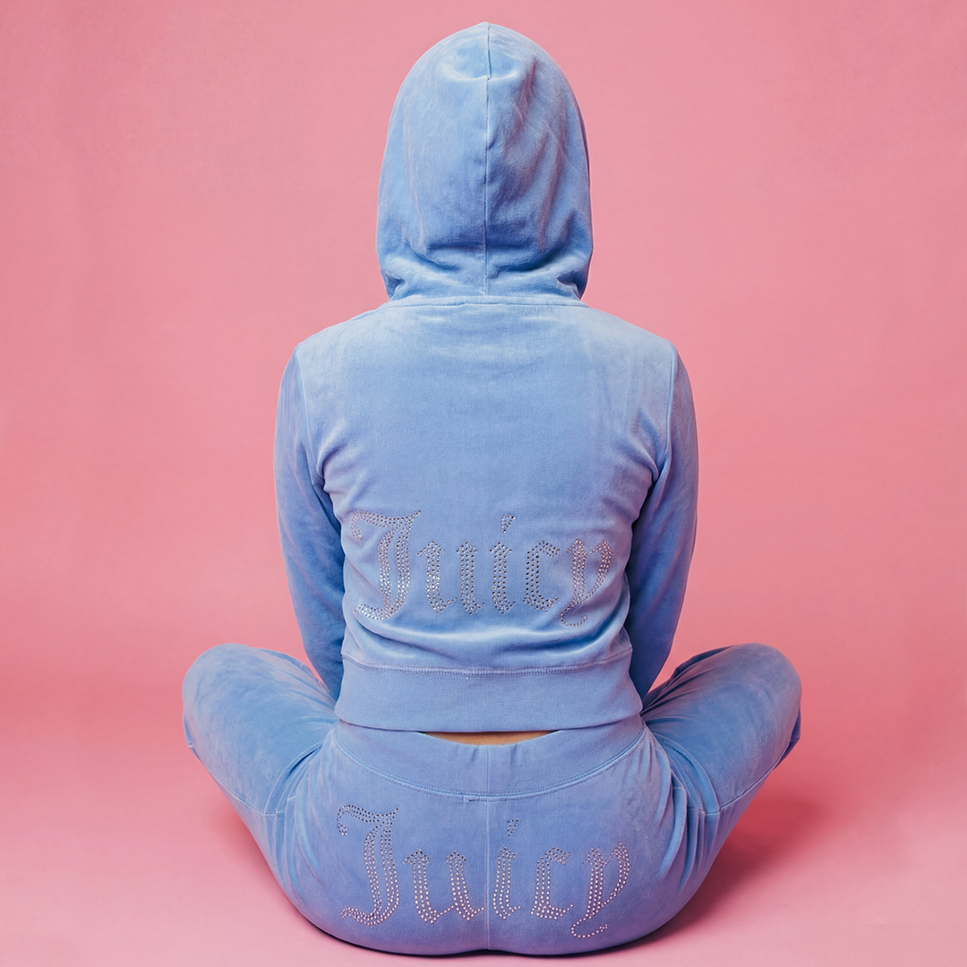 Juicy Couture - OG Big Bling Velour Hoodie: Granada Sky