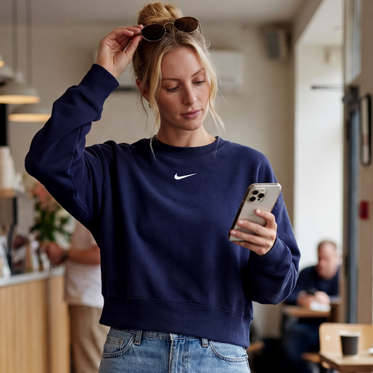 Nike Phoenix Fleece Over-Oversized Crew: Navy