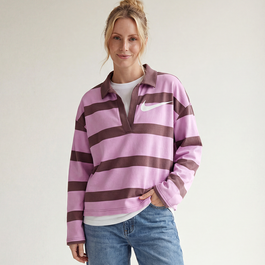 Nike Magenta Stripped Oversized Top