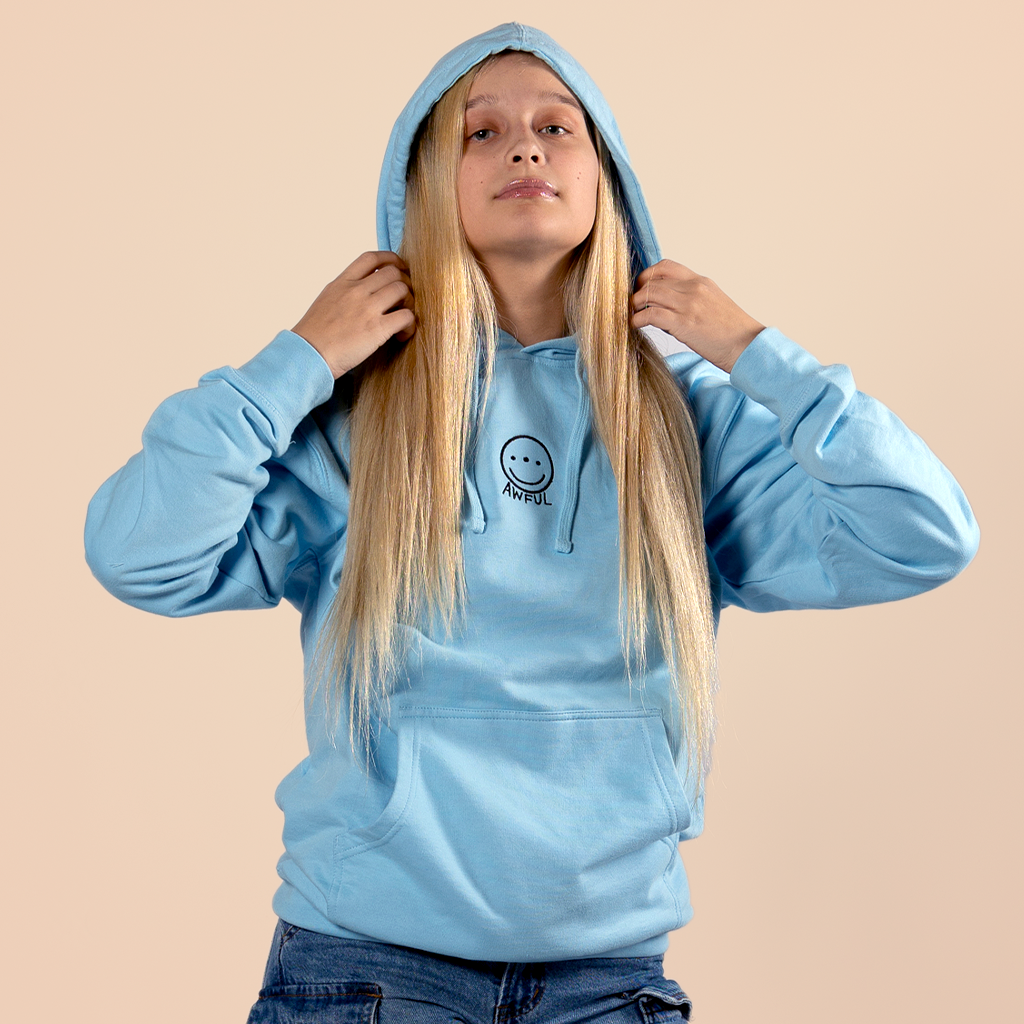 Awful Smiley Hoodie - Sky Blue