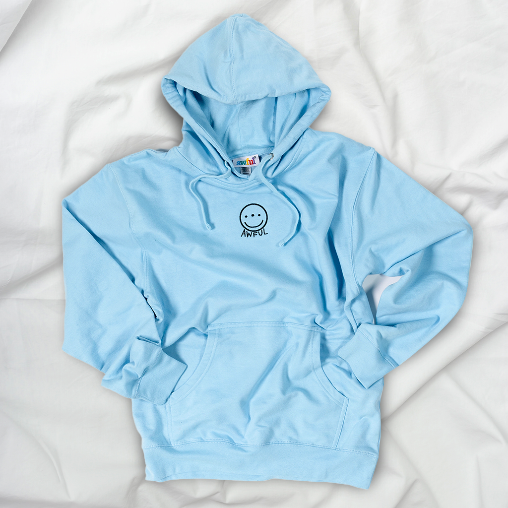 Awful Smiley Hoodie - Sky Blue