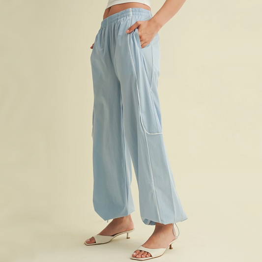 Channing Nylon Track Pants: Sky Blue