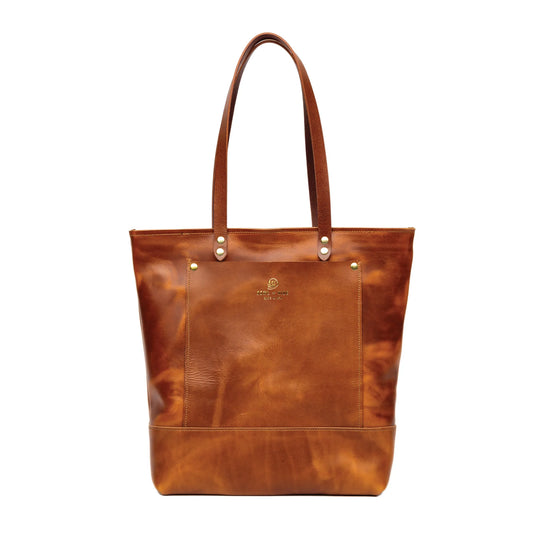 Meridian Market Tote with Zipper - Antique Tan - Howl + Hide