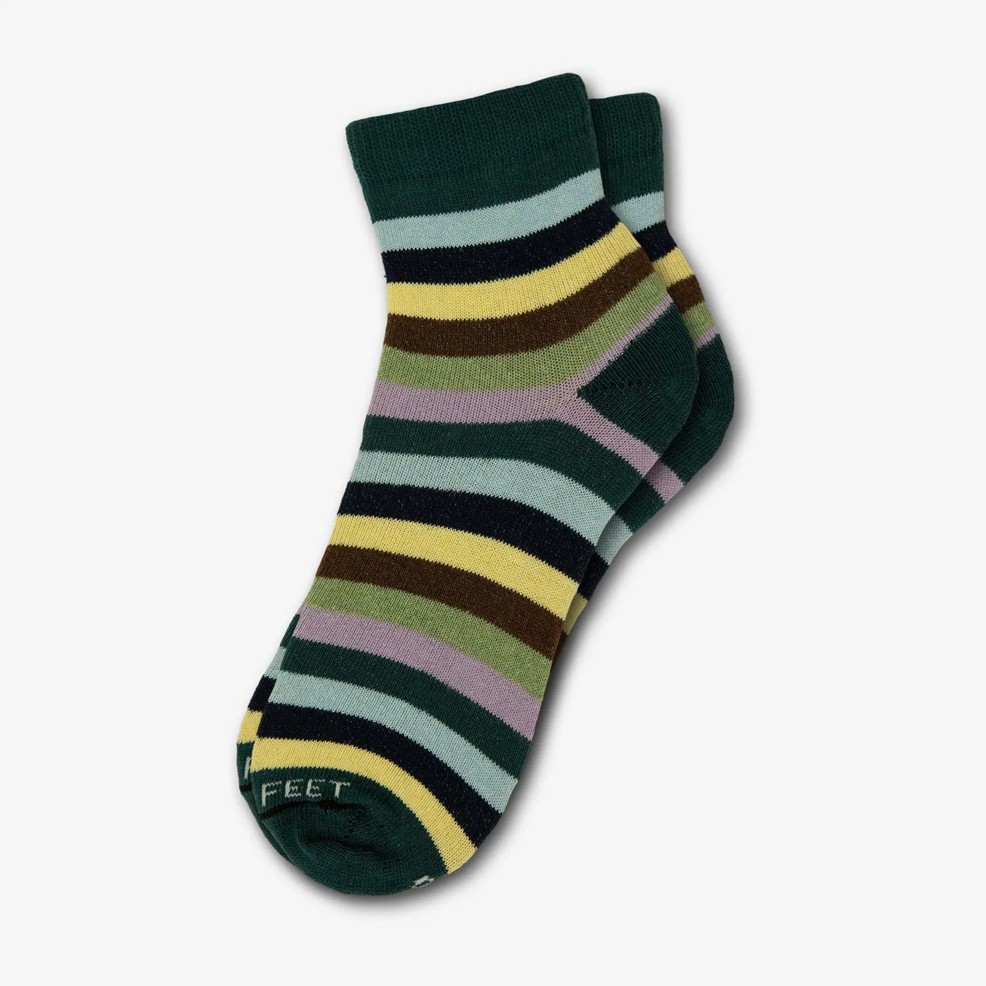 Teal Rainbow Quarter Crew Socks - Hippy Feet